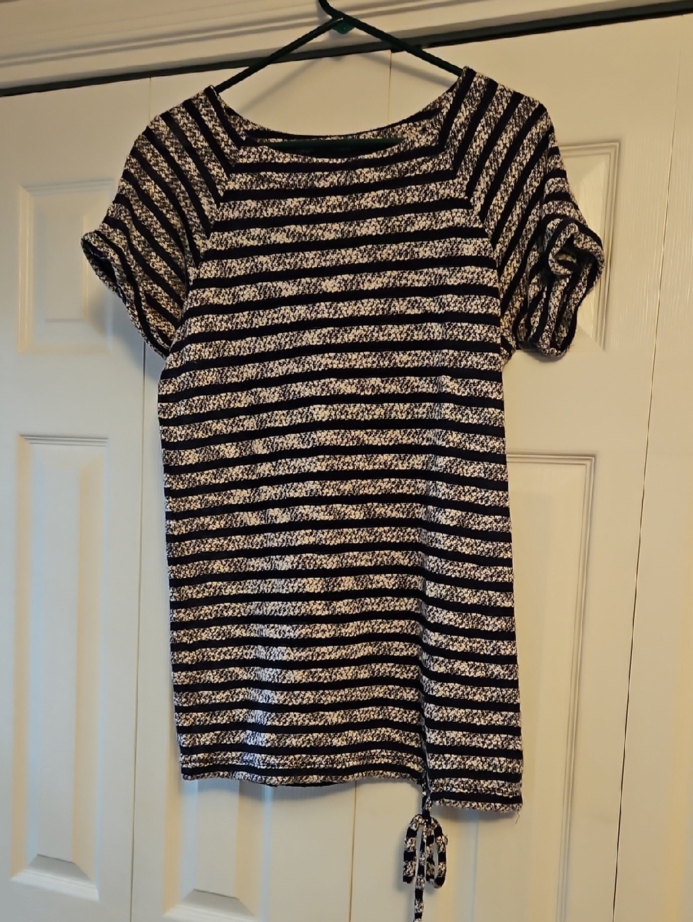 The Limited Navy and White Striped Tie-Hem Top
